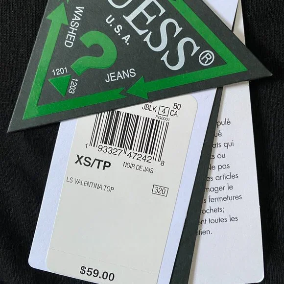 Guess Long Sleeved Top with Mesh V-neckline - Picture 4 of 7